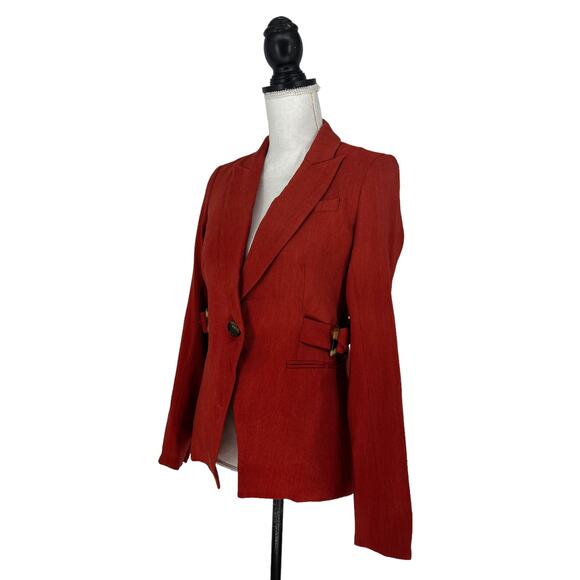 Veronica Beard Baltazar Linen Peplum Dickey Jacket In Clay - Picture 6 of 13